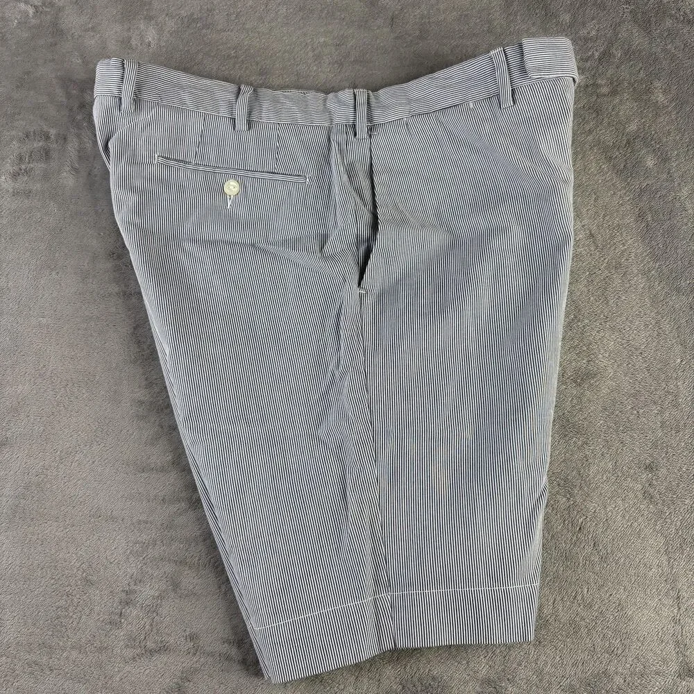 Polo Ralph Lauren Shorts Mens 33 Blue‎ White Seersucker Stripe Cotton Chino Golf